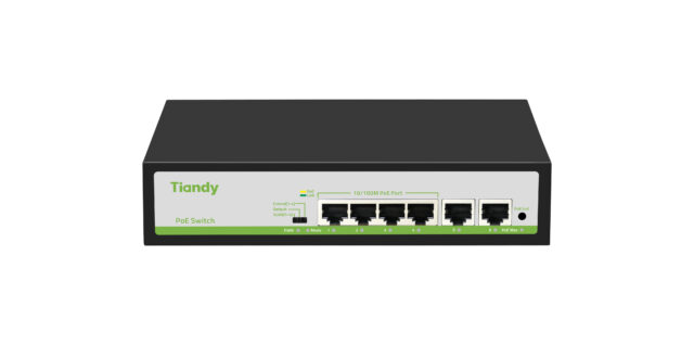 Tiandy 4 Port POE Switch TC-P3S06, Complies with IEEE, monitoring status, POE power, 4*10/100Mbps PoE Ports + 2*10/100Mbps RJ45 Uplink Ports Ksh 4000 /=