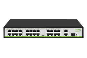 Tiandy 24 Port POE Switch offers 24 PoE ports, 10.8Gbps bandwidth, and 2 Gigabit uplink ports. Price KSh 18,000 available at Gadget Bay, Benjoe House CBD